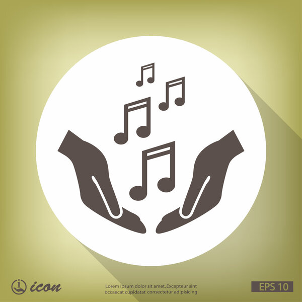 Hands with music notes icon