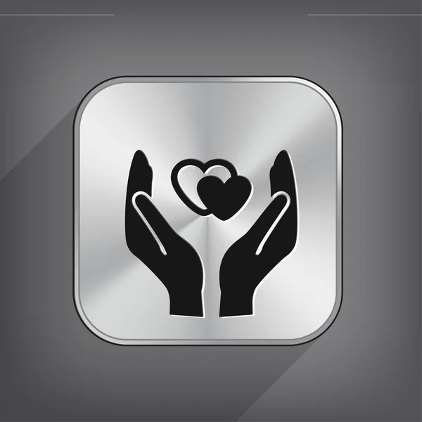 Coeurs dans les mains icône design plat — Image vectorielle