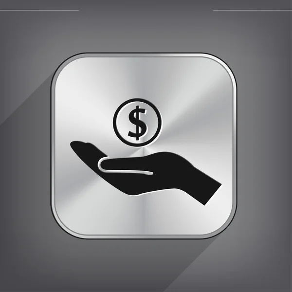Bani în mână pictogramă design plat — Vector de stoc