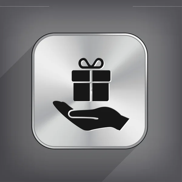 Hand with gift flat design icon — Stock Vector