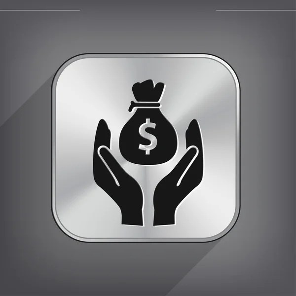 Hands with money bag icon — Stock Vector