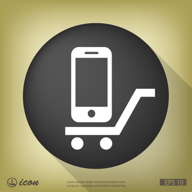 Alışveriş sepeti simgesini cep telefonu