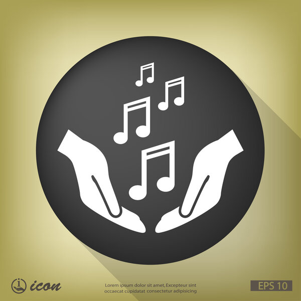 Hands with music notes icon