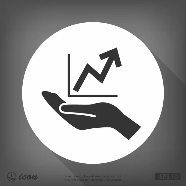 Mão com gráfico ícone de design plano — Vetor de Stock