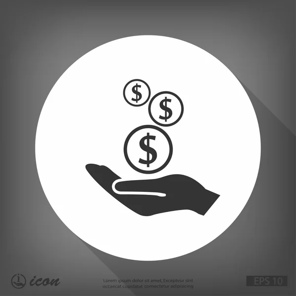 Dinero en la mano icono de diseño plano — Vector de stock