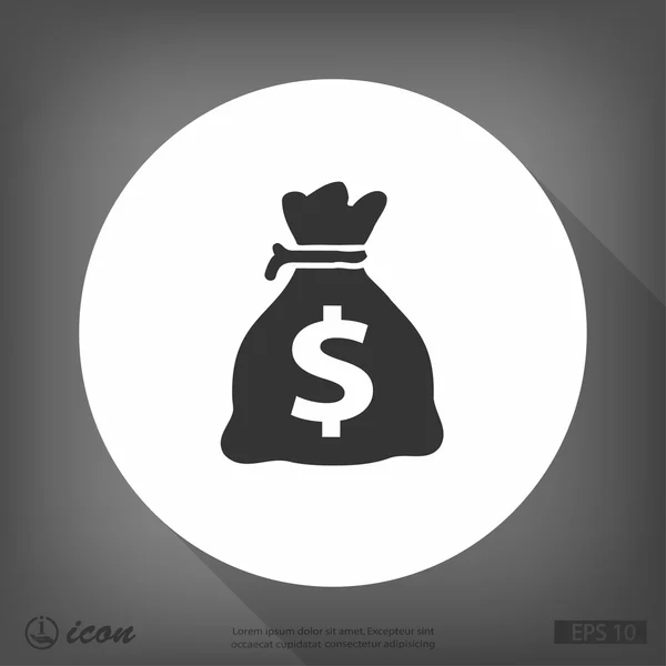 Geld tas platte ontwerp pictogram — Stockvector