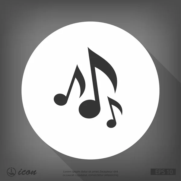 Notes de musique icône design plat — Image vectorielle