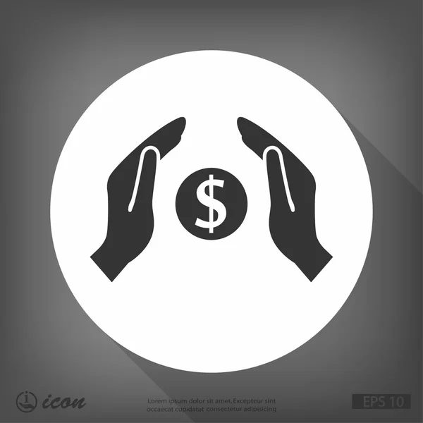 Dinheiro em mãos ícone de design plano — Vetor de Stock