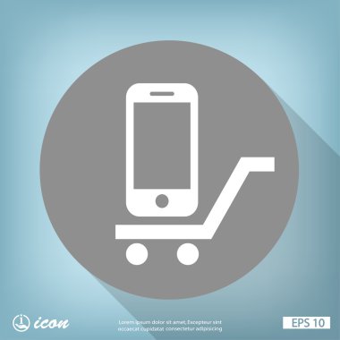 Alışveriş sepeti simgesini cep telefonu