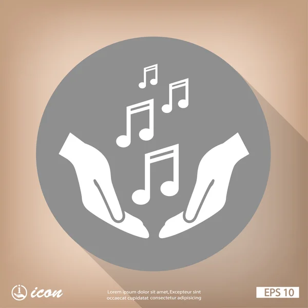 Hands with music notes icon — Stock Vector