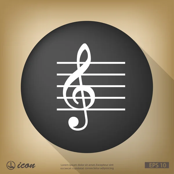 Clé de musique icône design plat — Image vectorielle