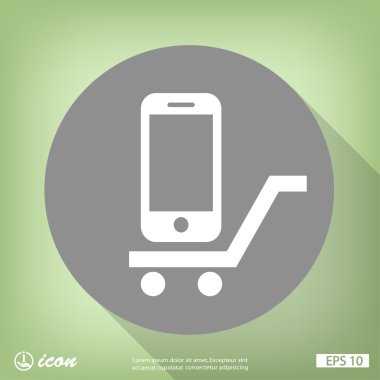 Alışveriş sepeti simgesini cep telefonu