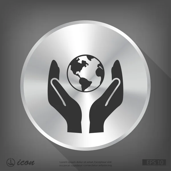 Hands with globe eco icon — Stock Vector