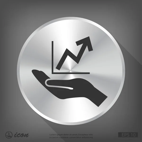 Mão com gráfico ícone de design plano — Vetor de Stock