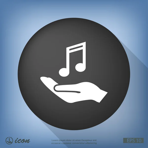 Main avec icône de note de musique — Image vectorielle