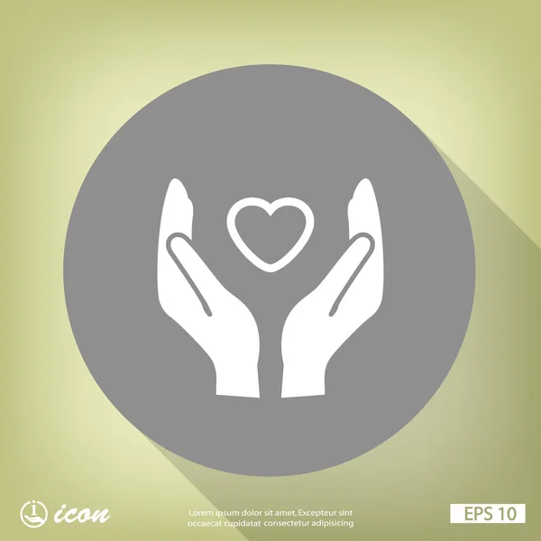 Heart in hands flat design icon — Stock Vector