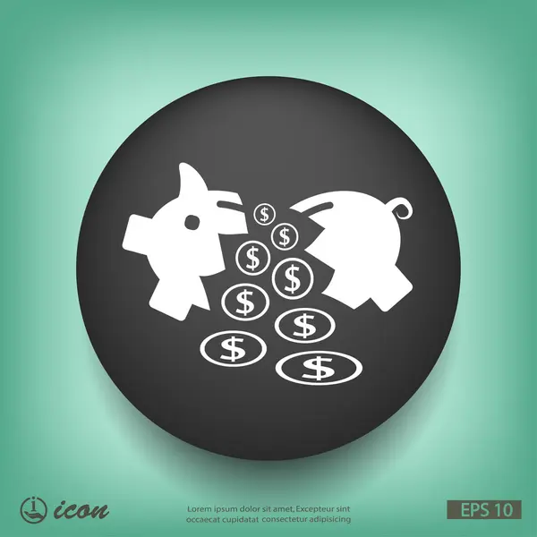 Ícone de design plano de caixa de dinheiro de porco — Vetor de Stock