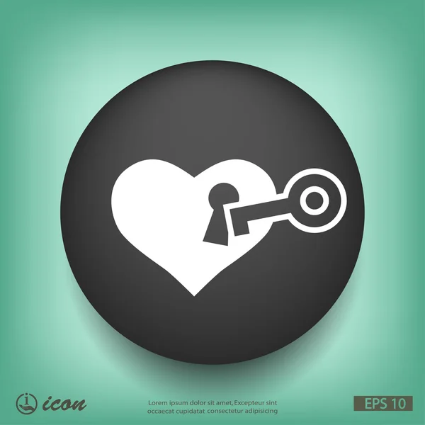 Coeur avec icône clé — Image vectorielle