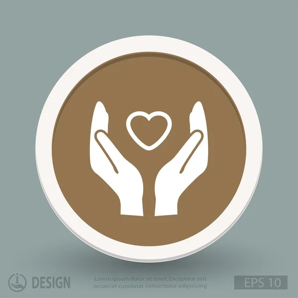 Corazón en las manos icono de diseño plano — Archivo Imágenes Vectoriales
