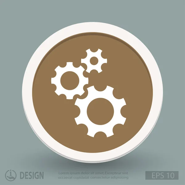 Gear icona del design piatto — Vettoriale Stock