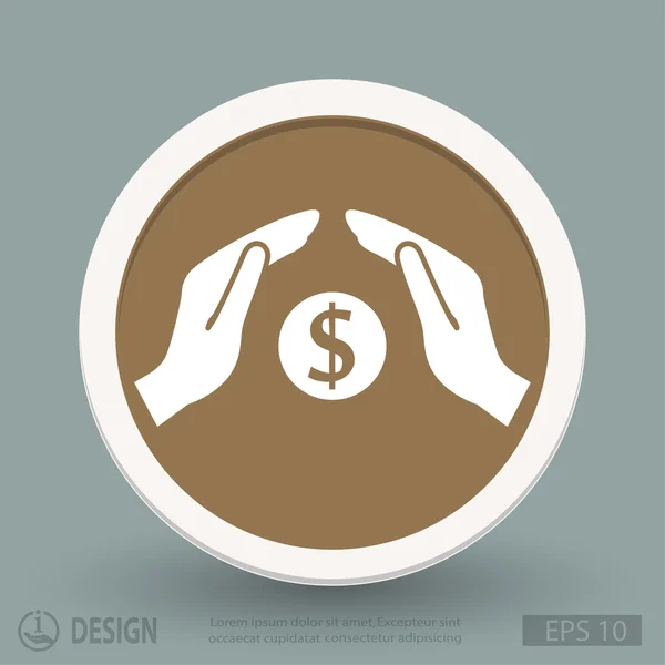 Geld in handen plat ontwerp pictogram — Stockvector