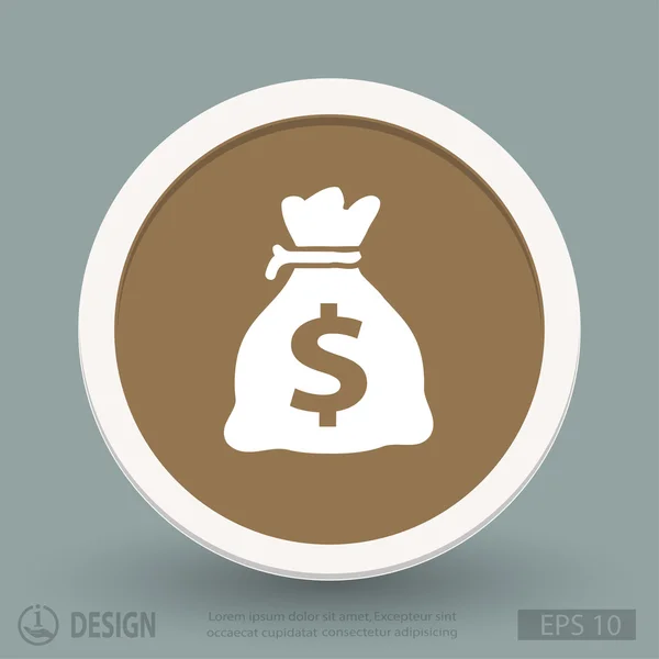 Bolsa de dinero icono de diseño plano — Vector de stock