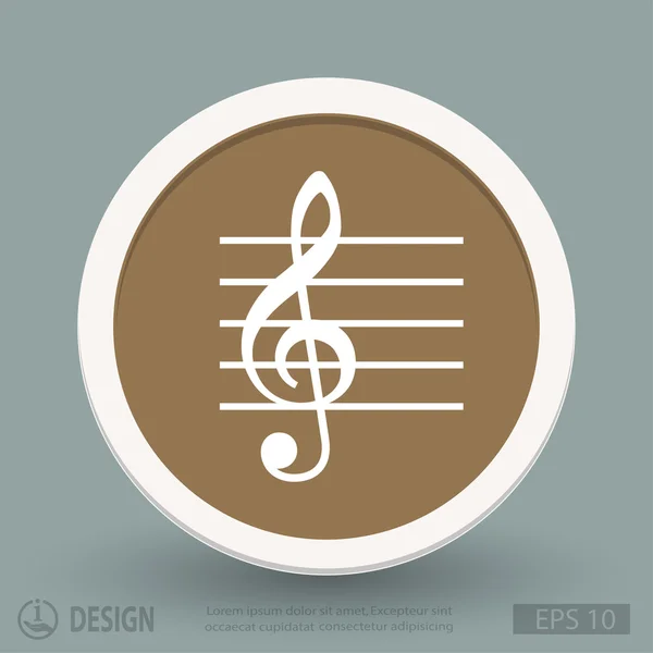 Icono de diseño plano clave de música — Vector de stock