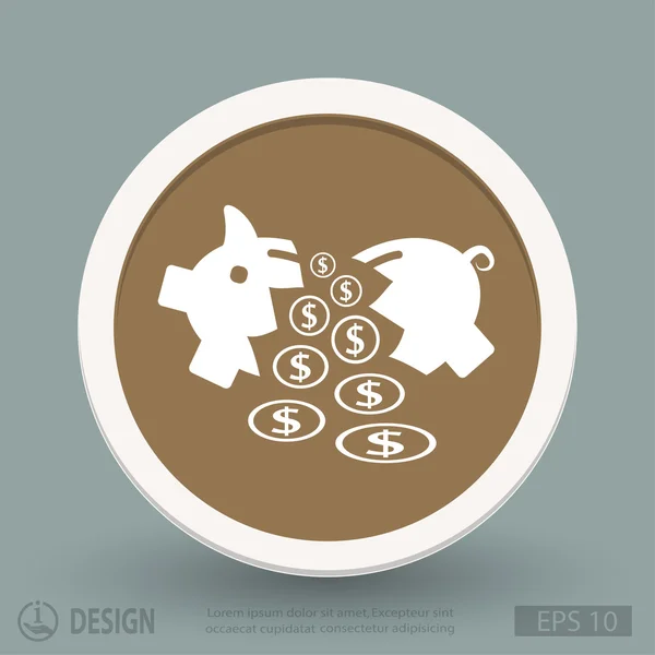 Tirelire de porc icône design plat — Image vectorielle