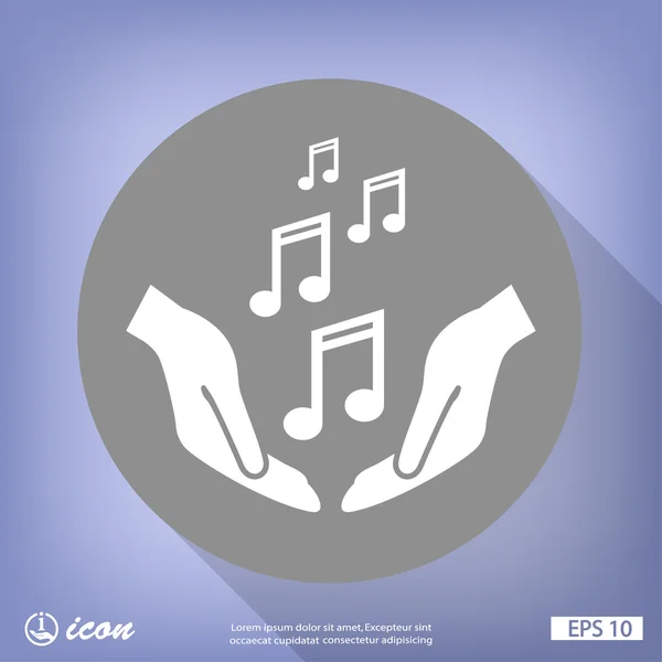 Hands with music notes icon — Stock Vector