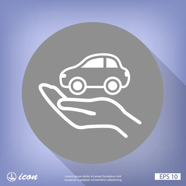 Hand met auto-pictogram — Stockvector