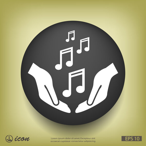 Hands with music notes icon