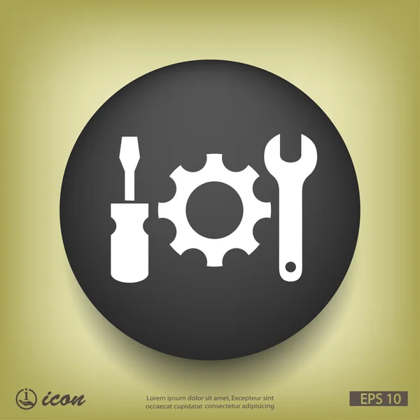 Équipement avec clé et icône de tournevis — Image vectorielle