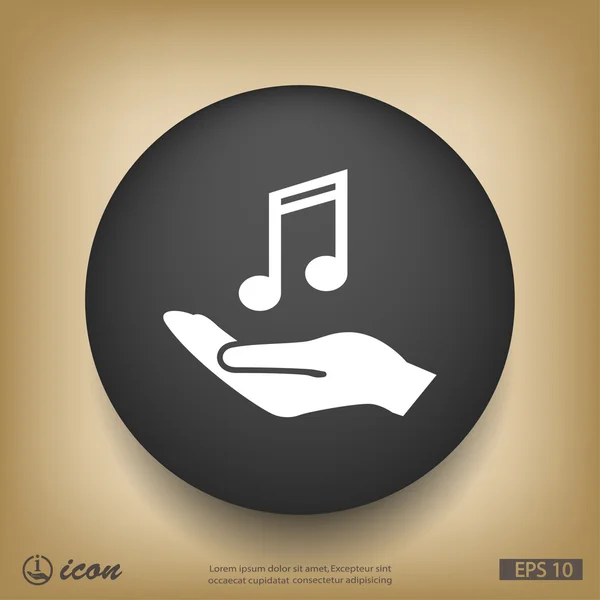 Main avec icône de note de musique — Image vectorielle