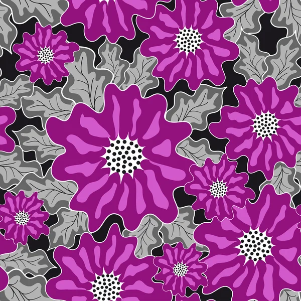 Fondo sin costura floral con flores violetas — Archivo Imágenes Vectoriales