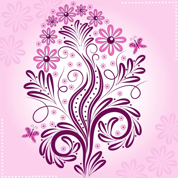 Pink floral wenskaart — Stockvector