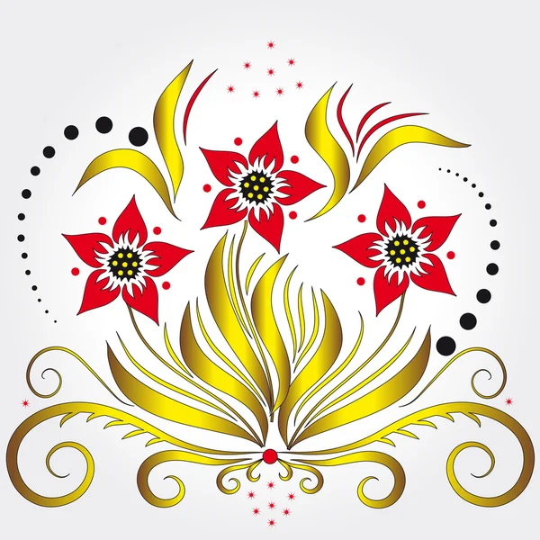 Red flower on white background — Stock Vector