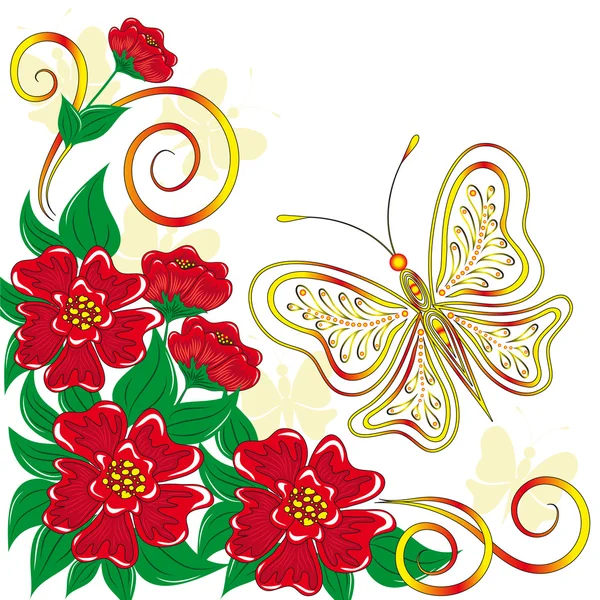 Floral ευχετήρια κάρτα — Διανυσματικό Αρχείο
