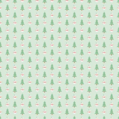 Çam ağacı ve kardan adam kusursuz desen, Noel yeşili arka plan