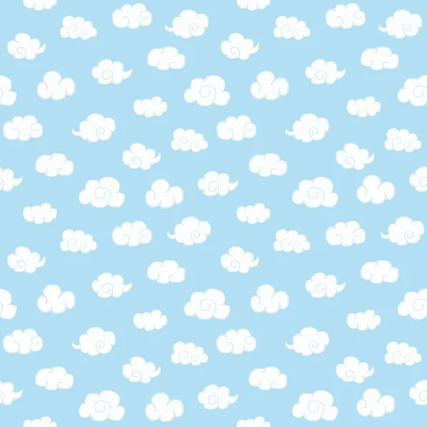 Kleine Stripwolken Naadloos Patroon Blauwe Achtergrond — Stockvector