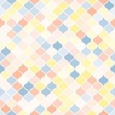 Renkli pastel arabesk kiremitleri pürüzsüz desen, soyut vektör arkaplan