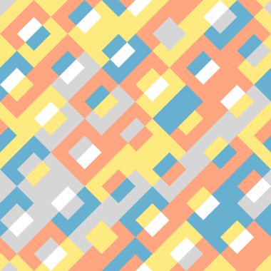 Renkli kare geometrik şekil dikişsiz desen, retro duvar kağıdı, soyut vektör arkaplan
