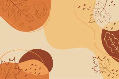 autumn leaves background hand draw elements and organic shape with text space vector flat design fall wallpaper illustration