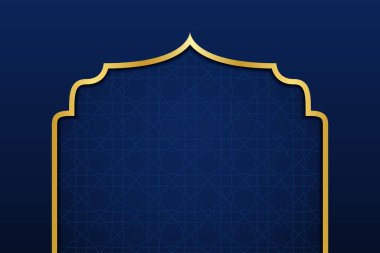 mavi gradyan İslami model arka plan altın kemer çerçeve vektör illüstrasyon Kurban Bayramı Mübarek ramazan kareem