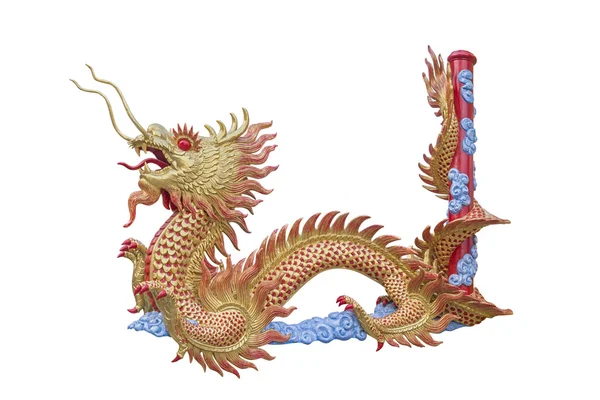 Zlatý drak čínský izolovat na bílém pozadí. — Stock fotografie