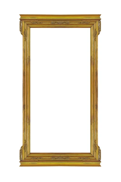 Wood  golden frame isolated on white background — Stock Photo, Image