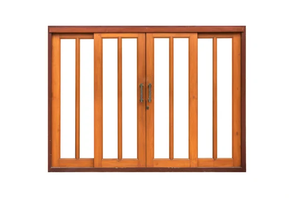 Drzwi drewniane slajdów na białym tle — Zdjęcie stockowe