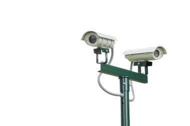 beyaz zemin üzerinde CCTV kameraları