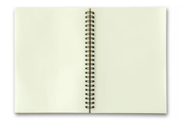 Cuaderno amarillo abierto sobre blanco con sombra —  Fotos de Stock