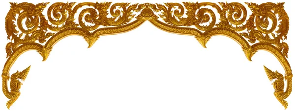 Ouro Esculpida Arte Moldura Ornamento Isolado Fundo Branco — Fotografia de Stock