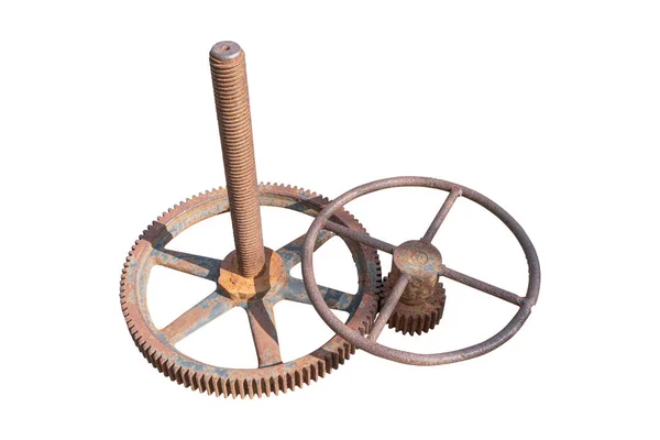 Rusted Gear Isolated White Background Have Clipping Path — Stock Photo, Image